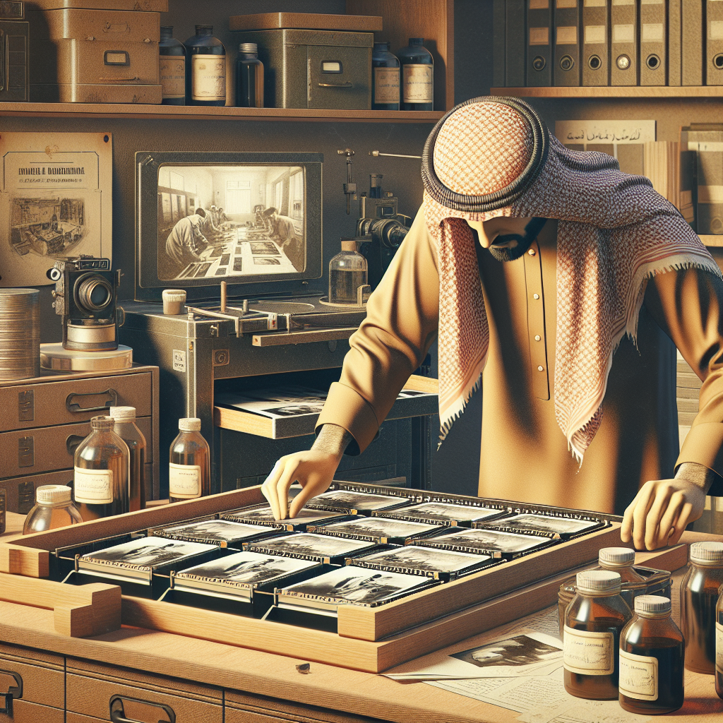 מומחה פיתוח תמונות בשיטה ישנה בחדר חושך מסורתי, תמונות שחור-לבן תלויות לייבוש – הדפסת תמונות נוסטלגית כמו פעם